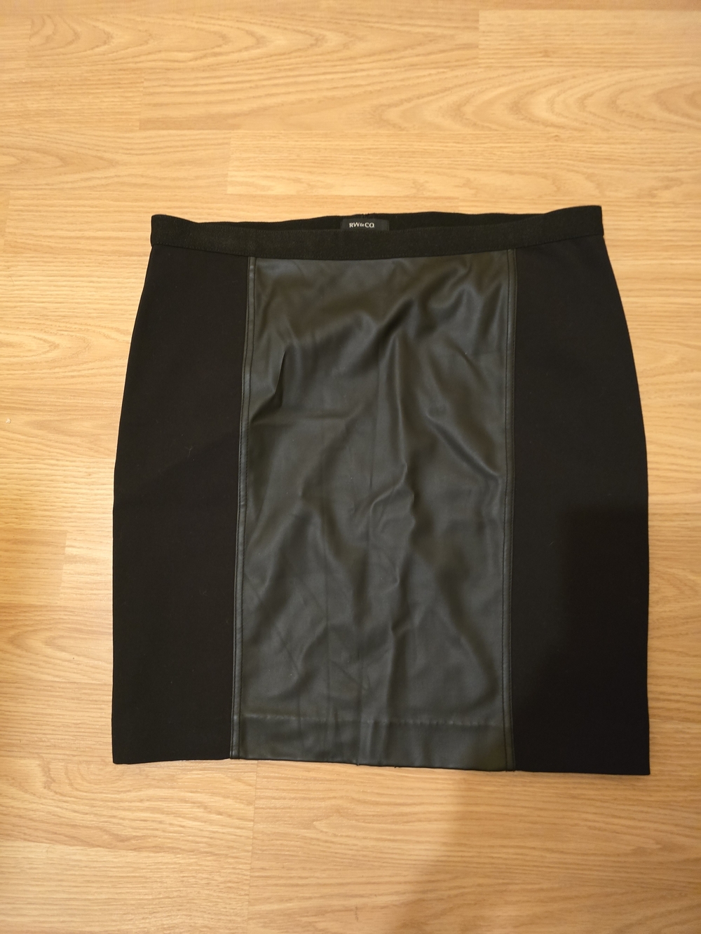 RW&CO. Black Pencil Skirt with Faux-Leather Center Panel